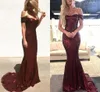 Muhteşem Sequins Abiye Mermaid Bordo Sevgiliye Kapalı Omuz Gelinlik Modelleri Örgün Törenlerinde Custom Made