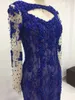 Rami Salamoun Elegant Aftonklänningar Röd Carpet Prom Klänningar Real Image Mermaid Långärmad Baklösa Lace Sequins Beaded Pageant Dress