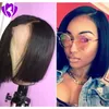 Black Short Lace Front Wigs synthetic Hair Bob Wig straight natural hair wigs for back women l with Pre Plucked Hairline Bleached Knots