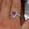 Victoria Wieck Superbe bijoux de mode en argent sterling 925 taille poire saphir rose CZ diamant pierres précieuses bureau bague de mariage pour filles mignonnes