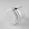 15 30 50G Vaso crema airless acrilico bianco perla Vaso crema con collare argento 15 30 50ML Flacone pompa vaso cosmetico per lozione sottovuoto