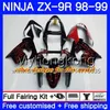 Lichaam voor Kawasaki ZX 9 R ZX900 ZX9 R Black West Frame ZX9R 98 99 00 220HM.41 ZX 900 900CC ZX 9R 98 99 ZX-9R 1998 1999 2000 Fairing Kit