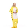 Volwassenen Flanel Kigurumi Yellow Tiger Animal Pyjama Unisex Onesie Kostuum voor Halloween Carnaval New Year Party