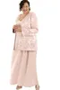 Robes de mère de la mariée rose grande taille avec veste en dentelle satin mousseline de soie appliques deux pièces robes de soirée élégantes robe de bal tenue de soirée