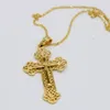 Filigrana feminino masculino cruz pingente corrente 18k ouro amarelo preenchido estilo clássico crucifixo pingente colar jóias247a