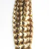 100 teile / paket Keratin Kapseln Menschliche Fusion Haar Nagel Ich Spitze Maschine Remy Vor Verbundene Haarverlängerung Verworrene Lockige Farbe 18/613 100g 10 "-26"