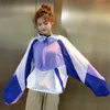 2018 Verão Outono Mulheres Roupas Novas Casuais Harajuku Estilo Zíper Jaquetas Lanterna Full Lanterna Jaquetas Patchwork