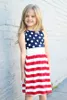 Roupas de menina do bebê meninas bandeira americana imprimir vestido de crianças Sem Mangas Listrado Princesa Vestido 2018 verão Boutique crianças crianças Roupas