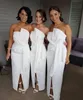 2020 Druhna sukienki bez ramiączek przedni szczeliny afrykański długość kostki Vestidos de Dama De Maid of Honor Suknie Wedding Party Guest Dress