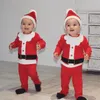 Weihnachten Winter Kinder Kleidung Sets Jungen Mädchen Rot Weihnachten Anzüge Tops Hosen Hüte 3 Stück Baby Kleidung Sets