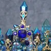 Vintage Wedding Bridal Baroque Blue Rhinestone Crystal Crown Tiara Headband Earring Smycken Set Luxury Headpiece Princess Hair Acc8085410