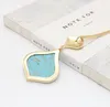 Fashion gold plated heart love natual stone necklace Turquoise pendant necklace for women jewelry