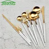 JANKNG 1-Piece Stainless Steel Dinnerware Set White Gold Black Knife Fork Tableware Cutlery Dinner Tableware Kitchen Accessories