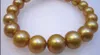 Fina pärlsmycken enorma 18 13-15 mm gyllene naturliga South Sea Pearl Necklace 14k246w