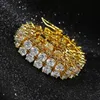 Whosale Hip Hop 2 Rows Gold Silver Cubic Zirconia Lyed Out Out Tennis Bling Lab CZ Bracte