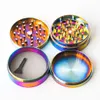 Groothandel Regenboog Grinders 40mm 50mm 55mm 63mm tabak molen Zinklegering Materiaal Regenboog Laser Kleur Tabak Slijpmachines