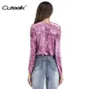 Cueelk Women Cross V-Neck Blouse Crop Top Sexy Long Sleeve Velvet Shirts Solid Color Female Casual Autumn / Spring Elegant Tops