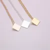 Trendy style square pendant necklace Classic Brushed Surface Design Geometric figure necklaces Gold Silver Rose Three Color Option2568683