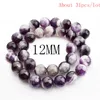 Pierre naturelle de 8mm, cristaux d'améthystes violets, perles rondes en vrac, 4 6 8 10 12MM, adaptées aux bracelets à bricoler soi-même, pour la fabrication de bijoux
