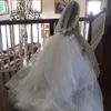 2019 귀여운 꽃의 소녀 드레스 웨딩 브이 넥 레이스에 대한 3D 꽃 비즈 비즈 진주 긴 소매 여자의 미장원 드레스 공주님의 가운