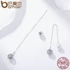 Bamoer 925 Sterling Silver Long Tassel Double Sides Ball Luminous Star Drop Earrings For Women Korean Earrings Jewelry SCE241 C1819378587