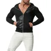 Herren Leder Motorrad Jacken Plus Größe Mit Kapuze PU Männer Jacke Herbst Mantel Für Männer Patchwork Strickjacke Jacke Herren J181049