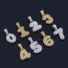 Fai da te gioielli hip hop rame placcato in oro 18 carati micro-inserti CZ da 0 a 9 numeri arabi bolla lettere pendente collana per uomini donne coppie