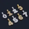 DIY Hip Hop Jóias De Cobre 18 K Banhado A Ouro Micro-inserts CZ De 0 a 9 Números Arábicos Bolha Letras Pingente de Colar Para Homens Mulheres Casais