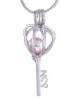 Partihandel Ballong Key Pearl Plated Sliver Cages Pendants DIY Pearl Necklace för Women Charm Pendants Mountings P8