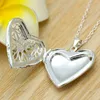 Collier médaillon ouvert collier cadre Photo évider argent plaqué Rectangle coquille goutte amour coeur pendentif collier