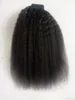 160g Human Hair Kinky Ponytails Hairpieces For American Black Women afro Curly Clip Ponytail Hair piece Drawstring Pony extension 1b color