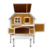 Hot Sales 2-verdiepingen Houten verhoogd verhoogd Kat Cottage Huisdier Huis Indoor Outdoor Kennel Vee Pluimvee Benodigdheden Kooien Accessoires