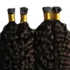 Punta i fasci di capelli umani pre-incollati ricci Estensione dei capelli peruviani 10-26 pollici Colore naturale 100% capelli Remy Spedizione gratuita