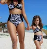 Family Matching Outfits Mother And Daughter Summer Swimsuit Kids Parent Colorful Floral Swimwear Baby Girls Clothes