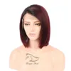 Full Lace Human Hair Wigs Brazilian Short Human Hair Ombre Färg 1B / 99J # Rak Lace Front Human Hair Wigs