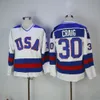 c2604 1980 Vintage USA Hockey Jerseys 21 MIKE ERUZIONE 30 JIM CRAIG 17 JACK O'CALLAHAN Blauw Wit Gestikt Jersey C Patch M-XXXL