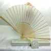 Luxurious Silk Fans&paper boxbest wedding gifts party favor White pink beige black