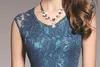 Women's Sexy V Neck Sleeveless Embroidery Lace Fashion Elegant Party Prom Long Runway Dresses