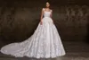 Gorgeous Strap A Line 2019 Vestidos de novia Full Lace 3D Floral Apliques Backless Beads Vestidos de novia Vestido de novia de talla grande