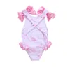 Baby flicka kläder baddräkt flamingo print bikini baddräkt beachwear baddräkt bowknot sommar ärmlös 1-5y
