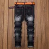 Unique Mens bordado Ripped Jeans Diseñador de moda Washed Slim Fit Straight Denim fat man Pantalones de gran tamaño 29-42 JB2039