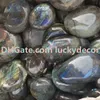 10Pcs Random Size Irregular Polished Therapy Energy Iridescent Natural Labradorite Palm Stones Pebble Gray Moonstone Blue Flash Worry Stone