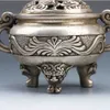 Collectible-Decorated-Tibet-Silver-Hand-Carved-Encens-Burner-amp-Dragon-L