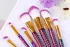 Wholesale 7pcs Purple Makeup Brushes Set honeycomb rainbow handle Cosmetic Foundation Eyeshadow Brush beauty tools kit