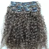 Clip de cheveux brésiliens bouclés en extensions de cheveux humains non transformés couleur brun noir naturel 10-28 INCH afro kinky curl style