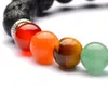 Multicolor 7 Chakra Round Tree of Life Charm Armband Lava Stones Beads Strand Armband Kvinnor Essential Oil Diffuser Armband