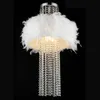 16 "cristal blanc plume pendaison chambre plafond suspension lampe luxe salon pendante lumières salle à manger lustre luminaires