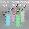 Hookahs Silicone Cilindro Tubulação de Água Bongo Bongs Waterpipe com Balde de Quartzo Termochrômico Nails Mini Dab Rigs Petróleo