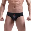 Sexy Gay Men Underwear Spandex Briefs Jockstrap Cordas Homme deslizamento Sexy Erotic Homens Mens preto imitação de couro Cueca Sissy Panties