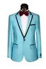 Brand New Light Blue 2 Piece Suit Men Wedding Tuxdos High Quality Groom Tuxedos Peak Lapel One Button Men Blazer(Jacket+Pants+Tie) 1301